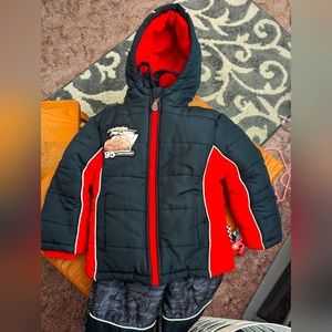 Lightning McQueen 4T winter coat with snow bibs